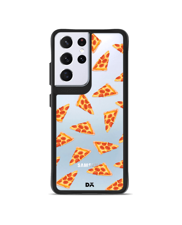 DailyObjects Pizza Slice Icon Black Hybrid Clear Case Cover For Samsung Galaxy S21 Ultra