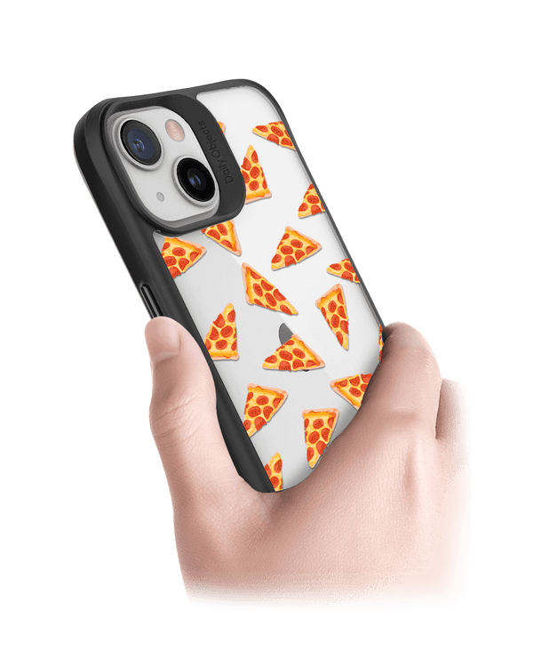 DailyObjects Pizza Slice Icon Black Hybrid Clear Case Cover For iPhone 13 Mini