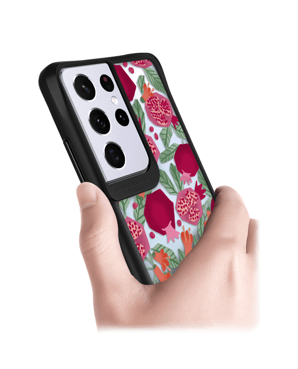 DailyObjects Pomegranate Party Black Hybrid Clear Case Cover For Samsung Galaxy S21 Ultra
