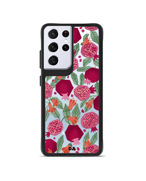 DailyObjects Pomegranate Party Black Hybrid Clear Case Cover For Samsung Galaxy S21 Ultra