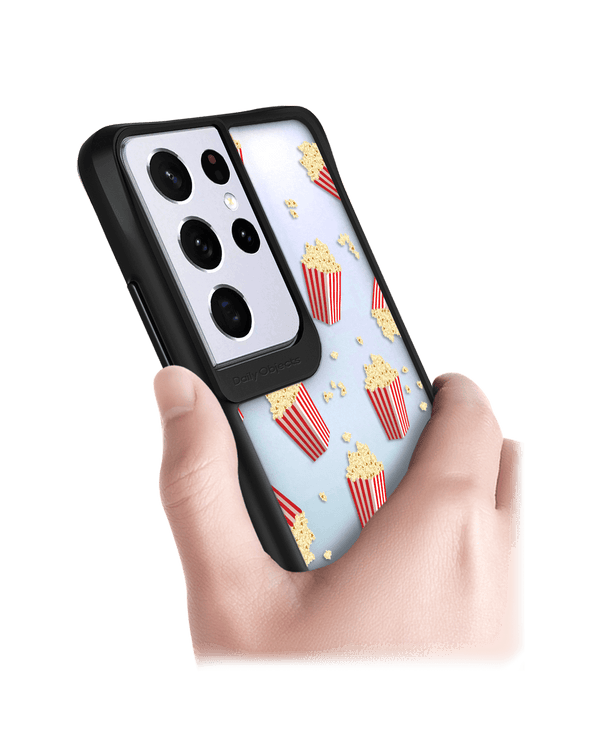 DailyObjects Popcorn Icon Black Hybrid Clear Case Cover For Samsung Galaxy S21 Ultra