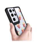 DailyObjects Popcorn Icon Black Hybrid Clear Case Cover For Samsung Galaxy S21 Ultra