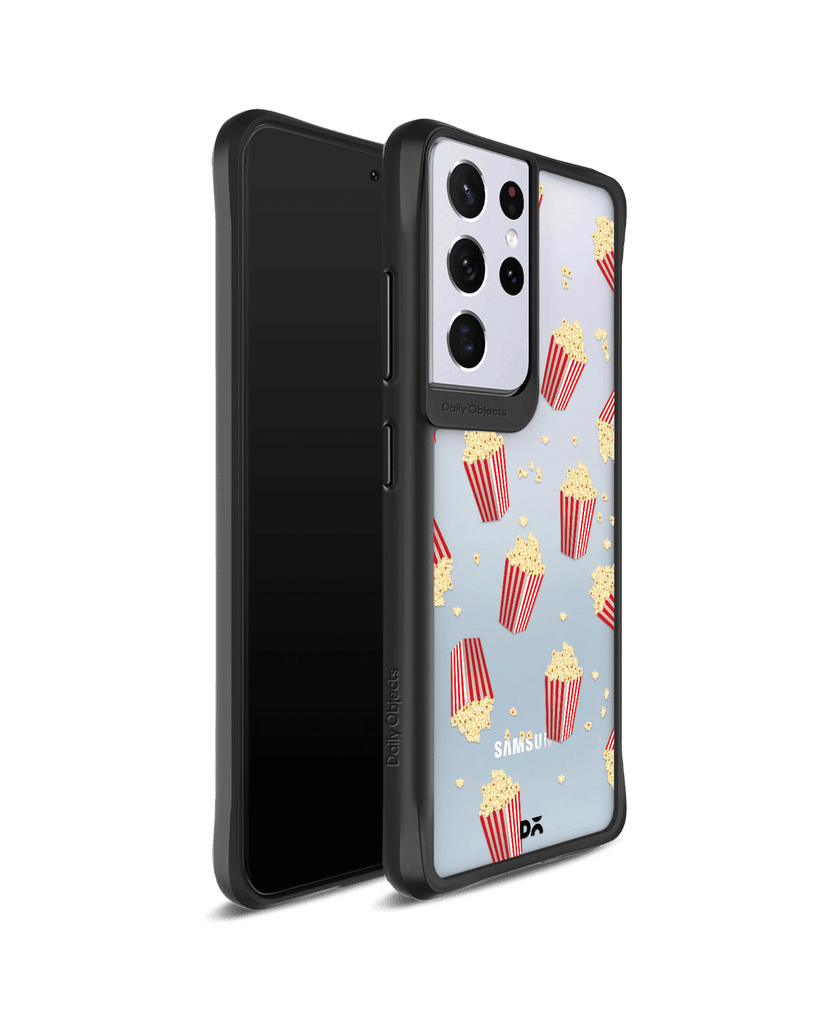 DailyObjects Popcorn Icon Black Hybrid Clear Case Cover For Samsung Galaxy S21 Ultra