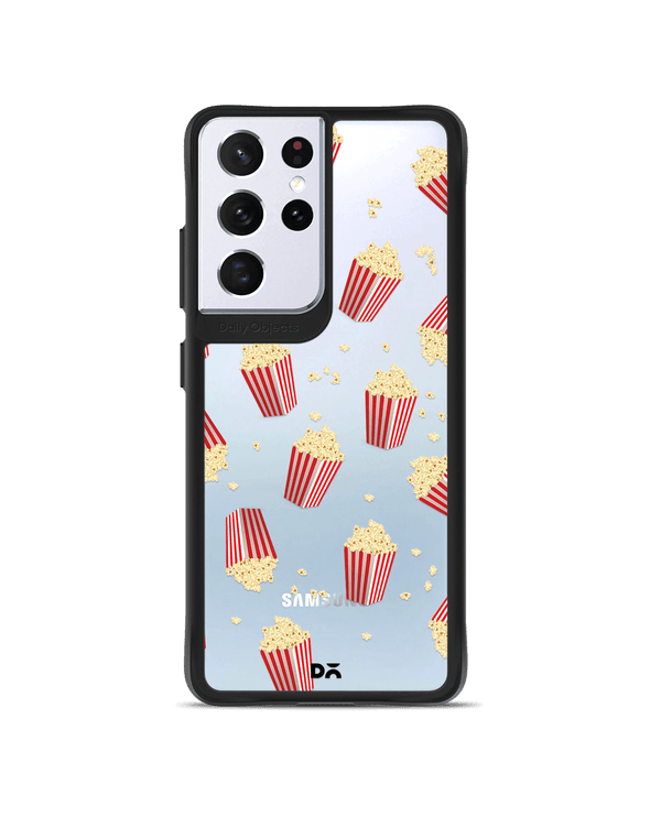 DailyObjects Popcorn Icon Black Hybrid Clear Case Cover For Samsung Galaxy S21 Ultra