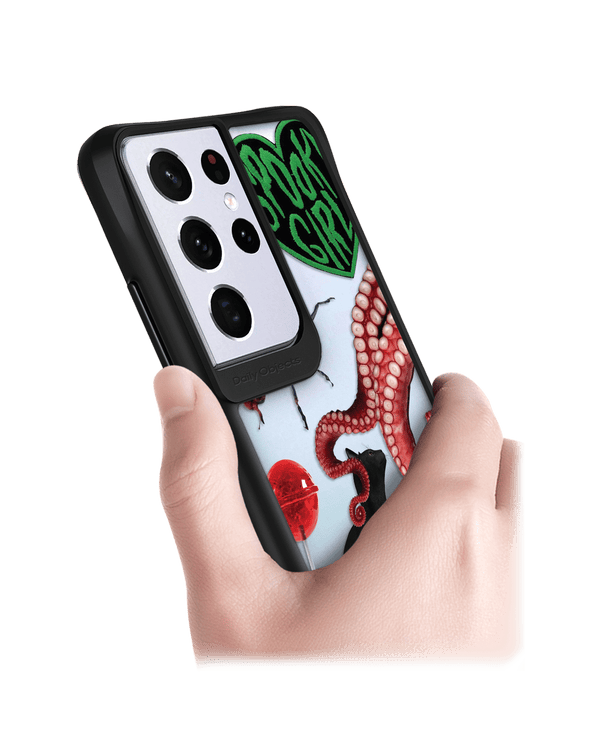 DailyObjects Red High Black Hybrid Clear Case Cover For Samsung Galaxy S21 Ultra