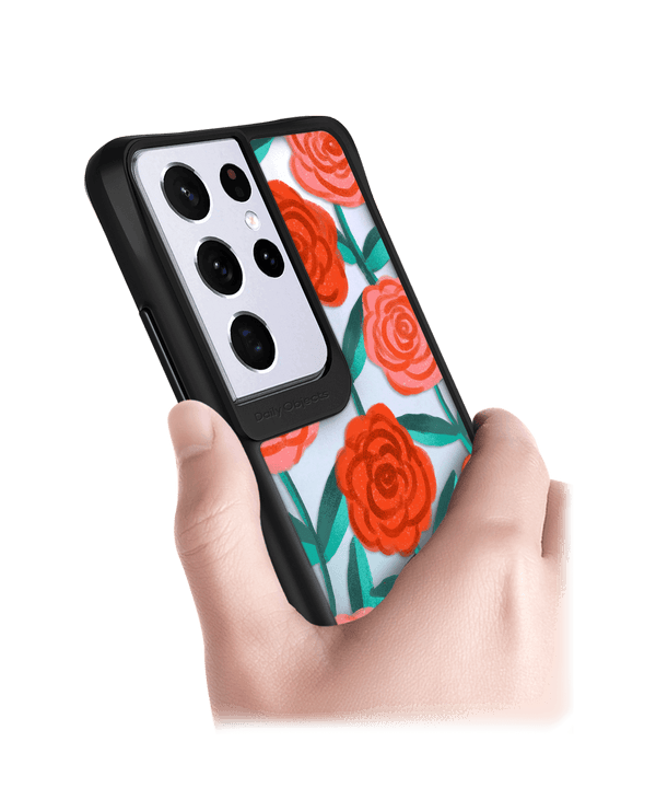 DailyObjects Rosey Retreat Black Hybrid Clear Case Cover For Samsung Galaxy S21 Ultra