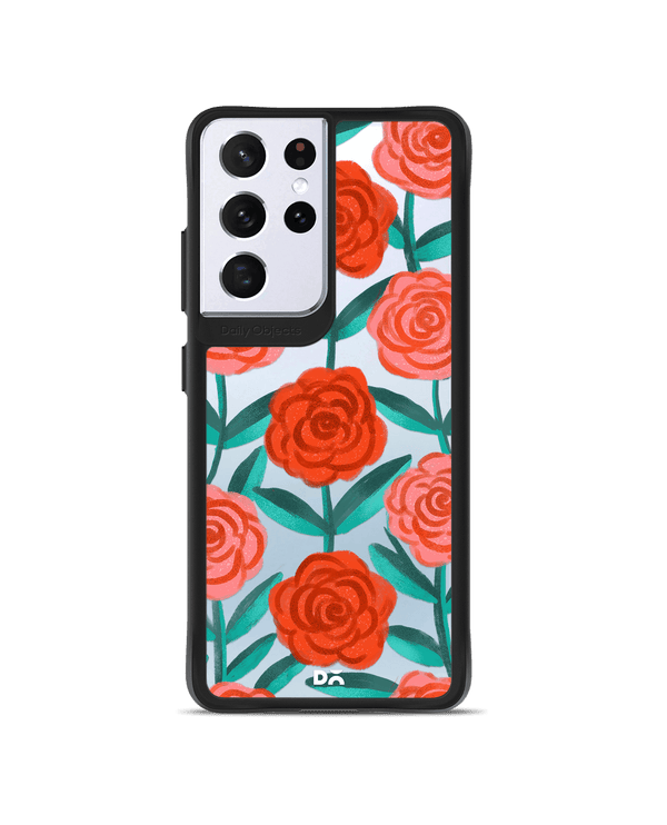 DailyObjects Rosey Retreat Black Hybrid Clear Case Cover For Samsung Galaxy S21 Ultra