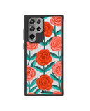 DailyObjects Rosey Retreat Black Hybrid Clear Case Cover For Samsung Galaxy S22 Ultra