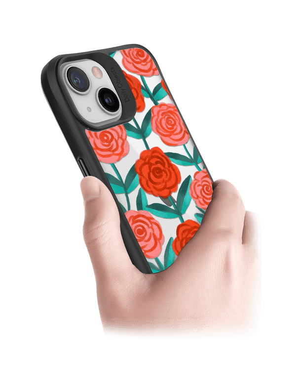 DailyObjects Rosey Retreat Black Hybrid Clear Case Cover For iPhone 13 Mini