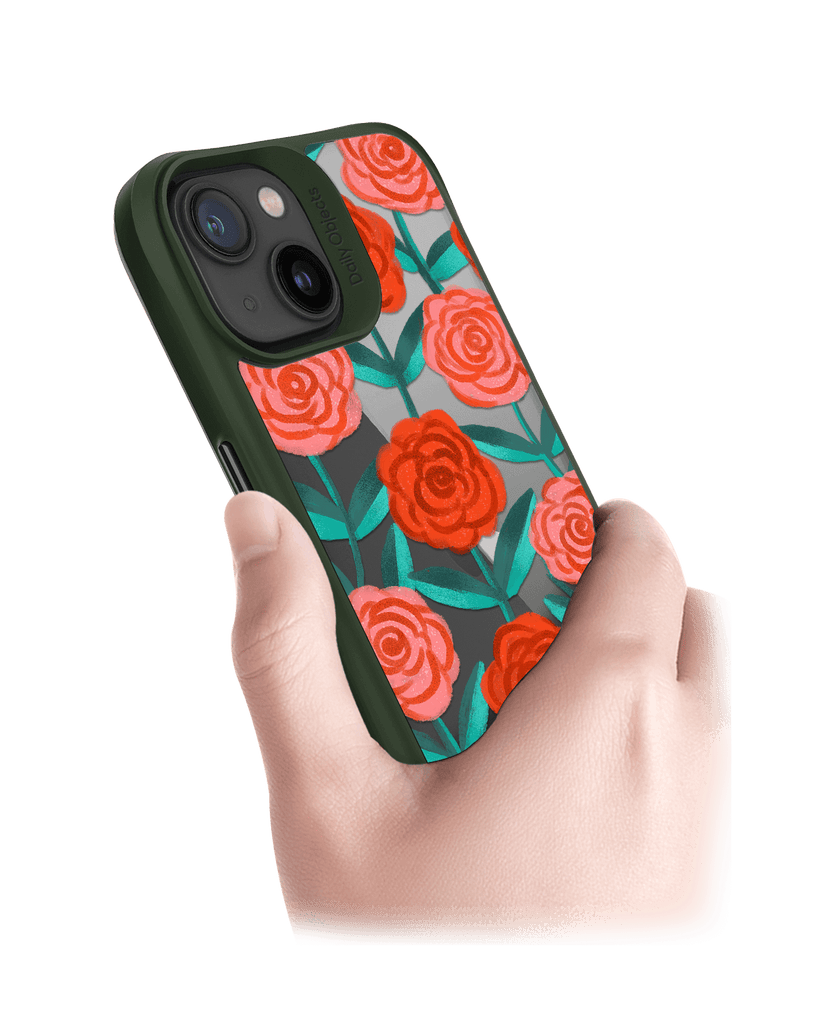 DailyObjects Rosey Retreat Green Hybrid Clear Case Cover For iPhone 13