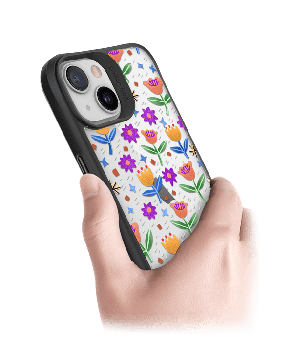 DailyObjects Shining Tulips Black Hybrid Clear Case Cover For iPhone 13 Mini