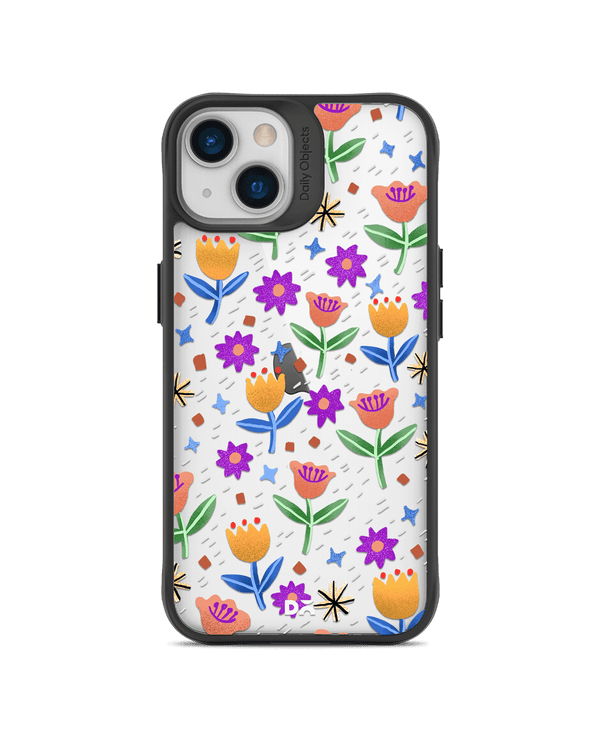 DailyObjects Shining Tulips Black Hybrid Clear Case Cover For iPhone 13 Mini