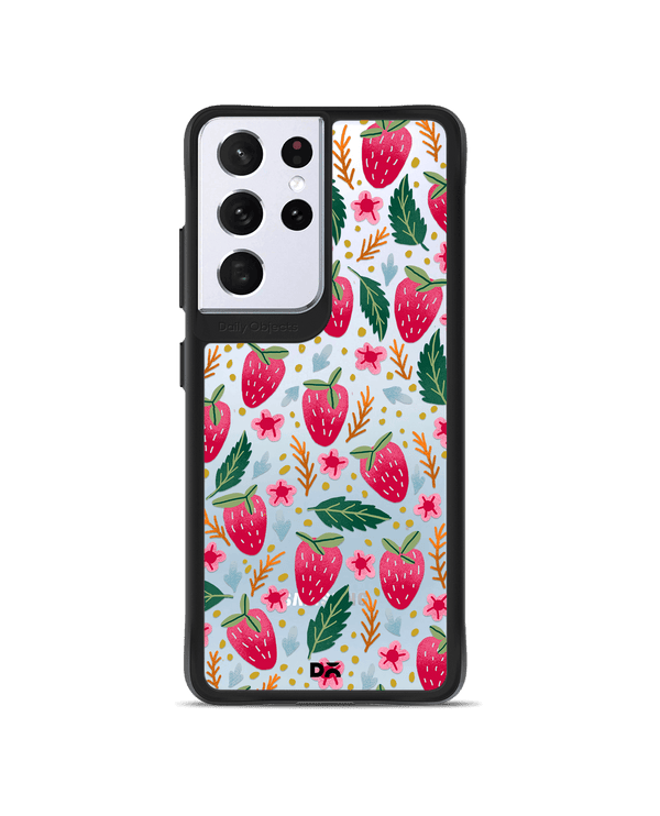 DailyObjects Strawberry Bloom Black Hybrid Clear Case Cover For Samsung Galaxy S21 Ultra