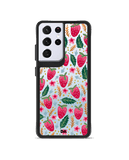 DailyObjects Strawberry Bloom Black Hybrid Clear Case Cover For Samsung Galaxy S21 Ultra