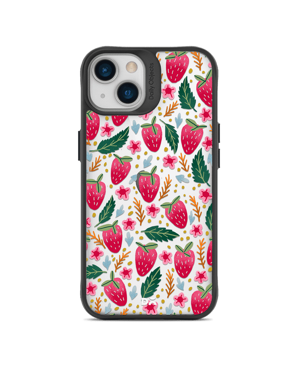 DailyObjects Strawberry Bloom Black Hybrid Clear Case Cover For iPhone 13 Mini
