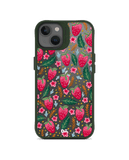 DailyObjects Strawberry Bloom Green Hybrid Clear Case Cover For iPhone 13