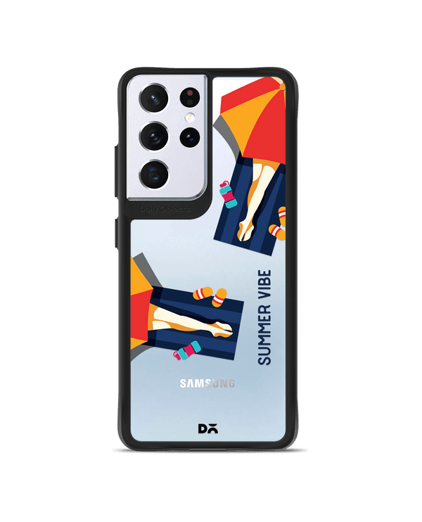 DailyObjects Summery Vibe Black Hybrid Clear Case Cover For Samsung Galaxy S21 Ultra