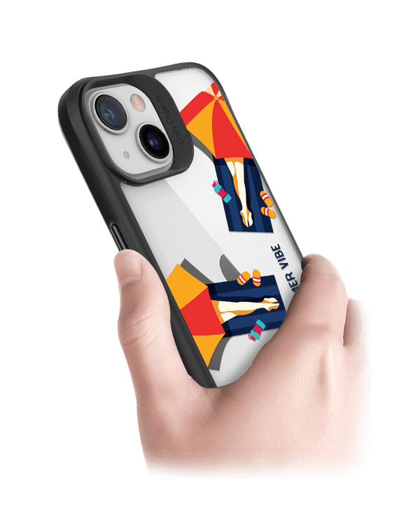 DailyObjects Summery Vibe Black Hybrid Clear Case Cover For iPhone 13 Mini