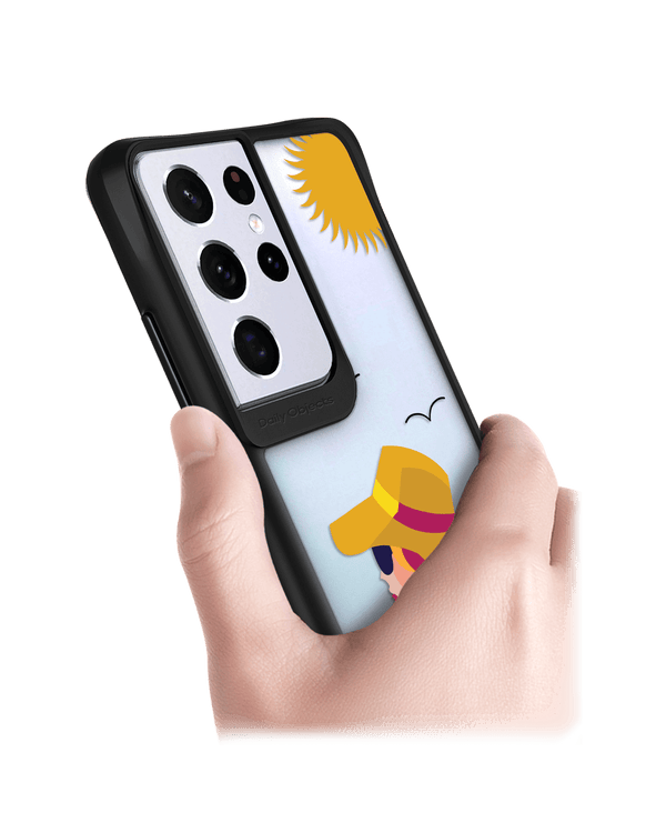 DailyObjects Sun Tan Black Hybrid Clear Case Cover For Samsung Galaxy S21 Ultra