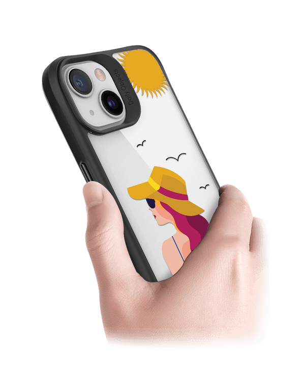 DailyObjects Sun Tan Black Hybrid Clear Case Cover For iPhone 13 Mini