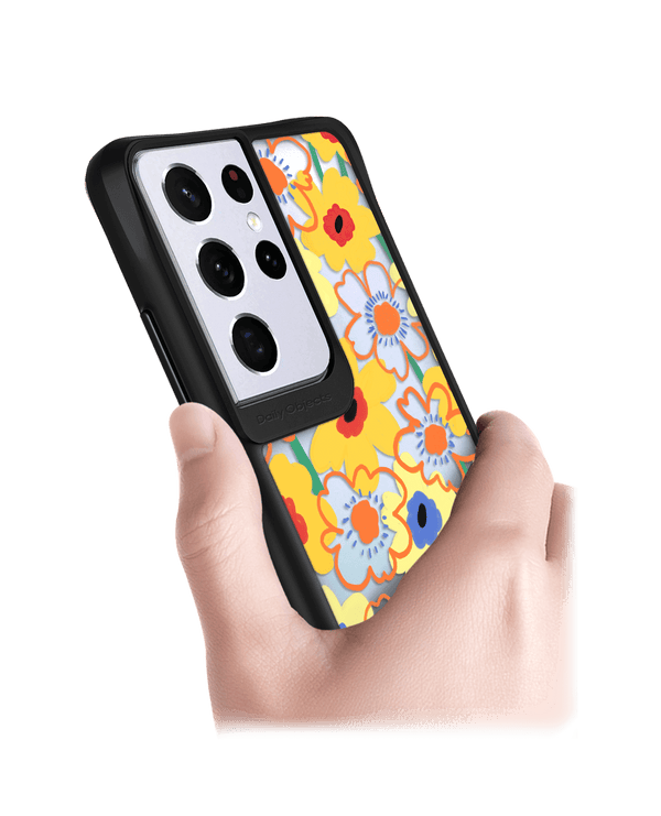 DailyObjects Sunflower Nostalgia Black Hybrid Clear Case Cover For Samsung Galaxy S21 Ultra