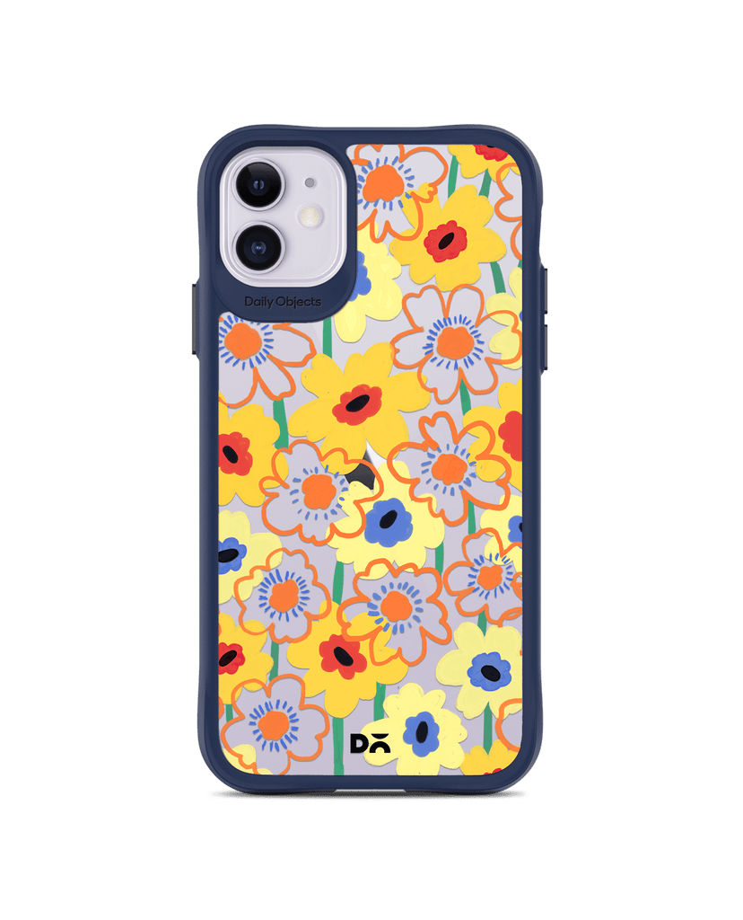 DailyObjects Sunflower Nostalgia Blue Hybrid Clear Case Cover For iPhone 11