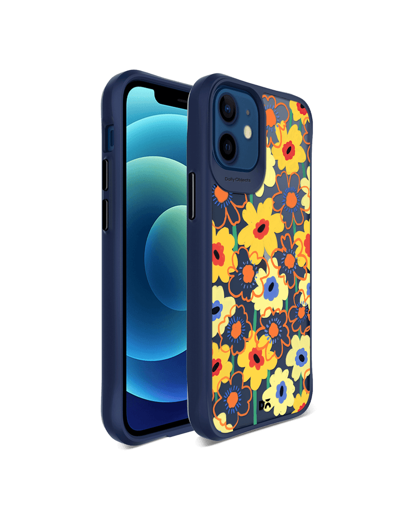DailyObjects Sunflower Nostalgia Blue Hybrid Clear Case Cover For iPhone 12 Mini