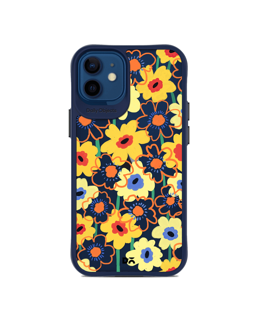 DailyObjects Sunflower Nostalgia Blue Hybrid Clear Case Cover For iPhone 12 Mini
