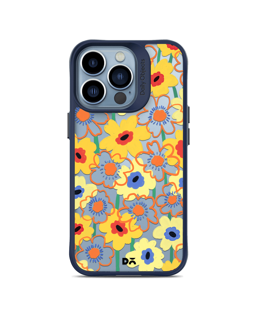 DailyObjects Sunflower Nostalgia Blue Hybrid Clear Case Cover For iPhone 13 Pro
