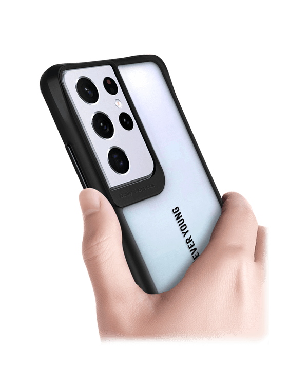 DailyObjects Young At Heart Black Hybrid Clear Case Cover For Samsung Galaxy S21 Ultra