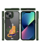 DailyObjects Happy Kitty Green Hybrid Clear Case Cover For iPhone 13