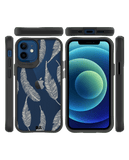 DailyObjects Off White Feathers Black Hybrid Clear Case Cover For iPhone 12 Mini
