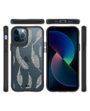 DailyObjects Off White Feathers Black Hybrid Clear Case Cover For iPhone 12 Pro Max