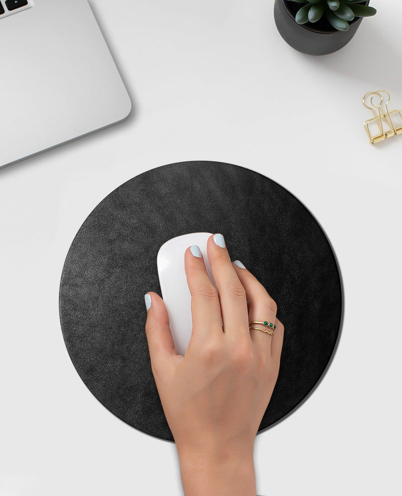 Orb Vegan Leather Mouse Pad (Black)
