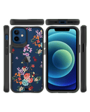 DailyObjects Periwinkle & Roses Black Hybrid Clear Case Cover For iPhone 12 Mini