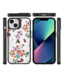 DailyObjects Periwinkle & Roses Black Hybrid Clear Case Cover For iPhone 13 Mini