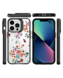 DailyObjects Periwinkle & Roses Black Hybrid Clear Phone Case Cover For iPhone 14 Pro