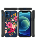 DailyObjects Pink Hibiscus Black Hybrid Clear Case Cover For iPhone 12 Mini