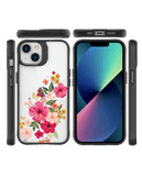 DailyObjects Pink Hibiscus Black Hybrid Clear Case Cover For iPhone 13 Mini