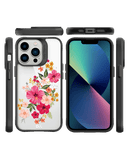 DailyObjects Pink Hibiscus Black Hybrid Clear Phone Case Cover For iPhone 14 Pro