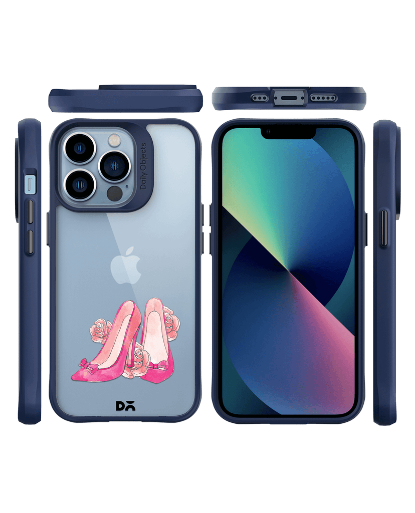 DailyObjects Pink Stilettos Blue Hybrid Clear Case Cover For iPhone 13 Pro